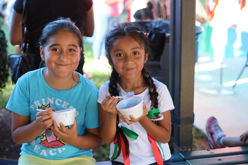 Students are all smiles for ice cream.