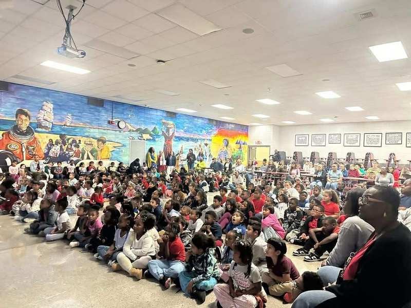 The whole school watching the video.