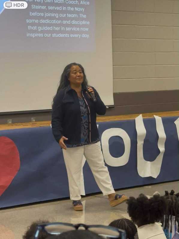 Our math coach, Alice Steiner, talking about the time she was in the military.