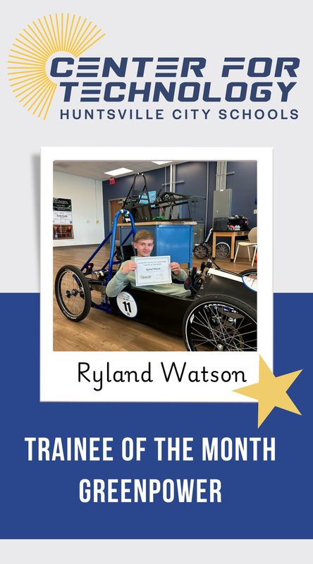 Greenpower Trainee of the month Ryland Watson