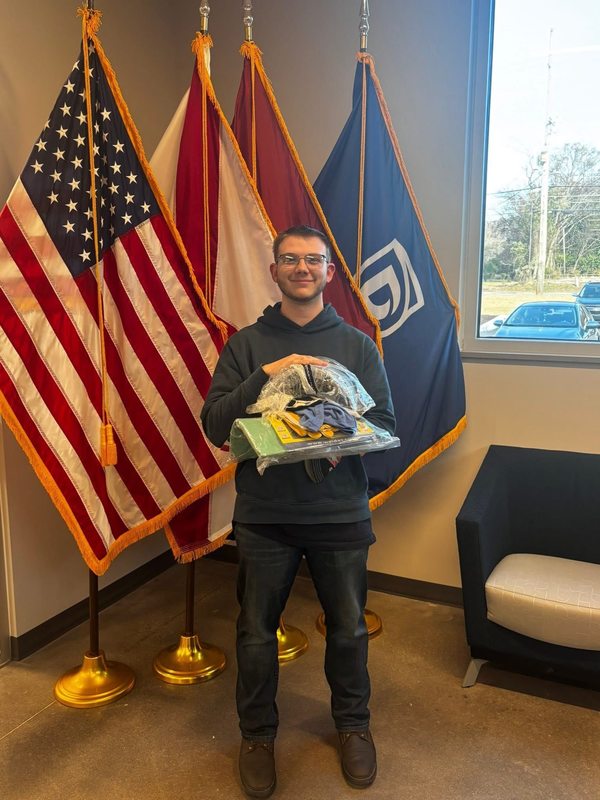 Mason Conn poses after his win at the welding competition