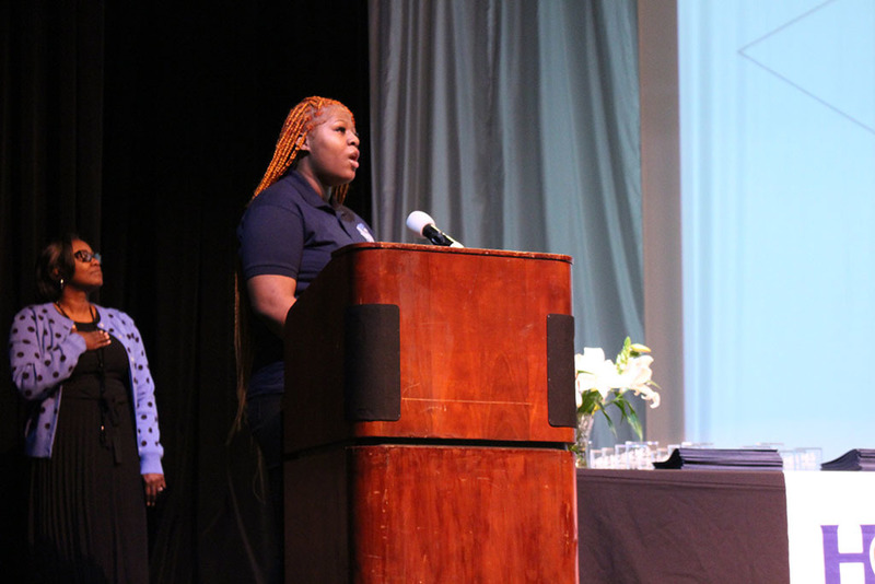 Giselle Patterson singing the national anthem at 2026 Galaxy Awards Night