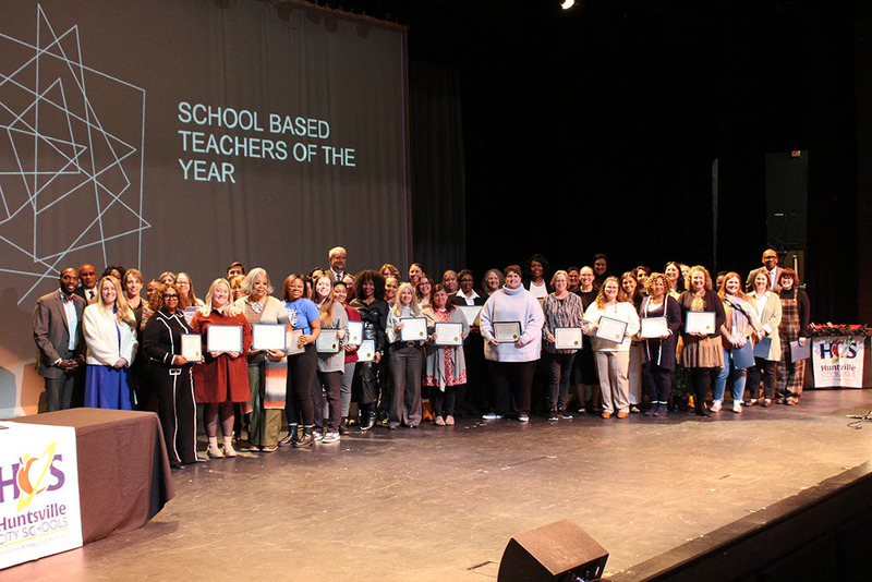School based teachers of the year being recognized on stage at Galaxy Awards Night 2026