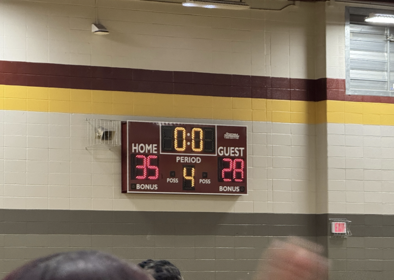 A scoreboard reads 35 Home  to 28 Guest