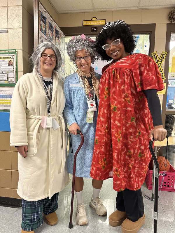 Miss Rafey, Miss Bordelon, and Miss Brewer showing off their 100 day outfits. 