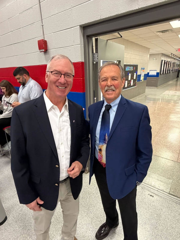 Captain Robert “Hoot” Gibson and Brent Heard together at the ceremony. 