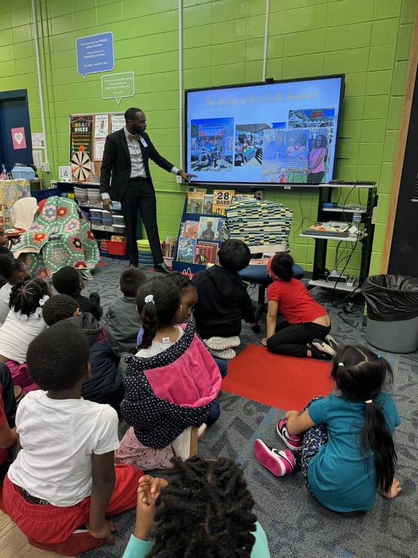 Mr. Saulsberry speaking about the Airing of the Quilts Festival.