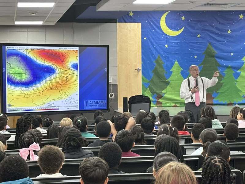 Mr. Spann talking about weather radar to students