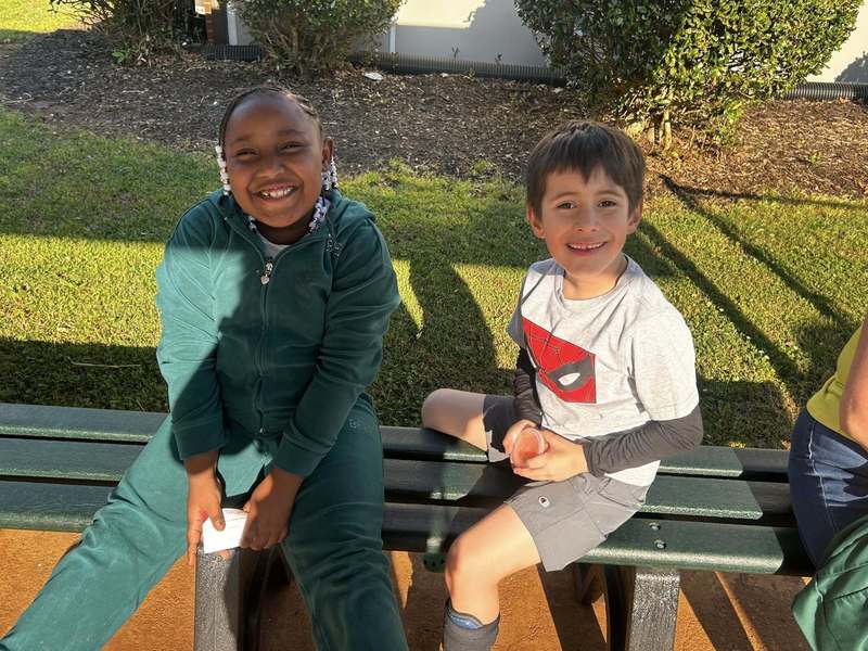 First graders enjoying beautiful weather for Family Fun Night