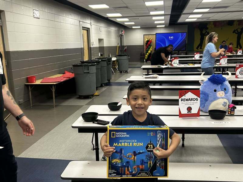 Our student was so excitred to win the marble run!