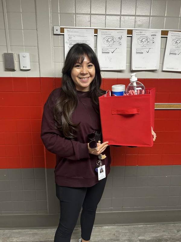 Ms. Vidaurri, one of our 5th grade teachers, won a prize of classroom supplies from Mathnasium
