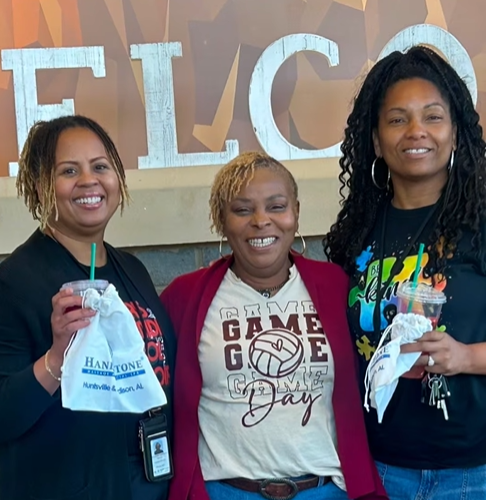 Dr. Burruss poses with Assistant Principals Mrs. Lattimore and Mrs. Stallworth-Brown. 