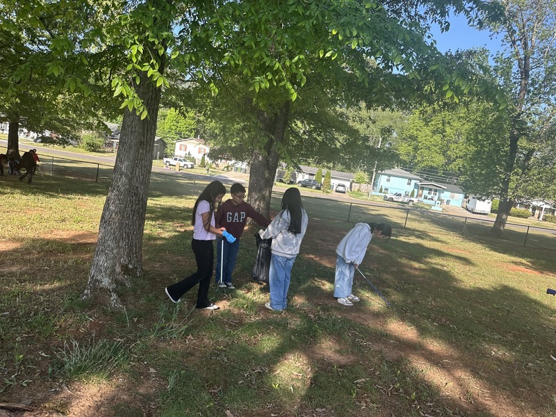 Our students participating in a campus cleanup!