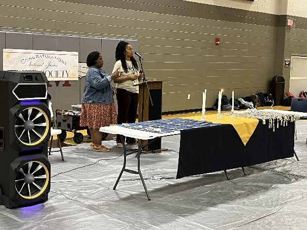 Mrs. Lattimore and Mrs. McCants address the inductees