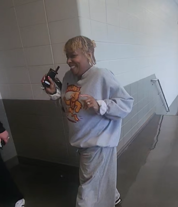 Dr. Burrus getting ready to enjoy a "hallway parade" in her honor.