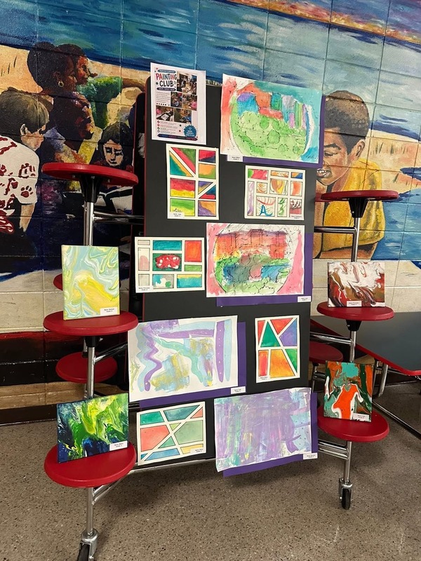 Art display from the Painting Activity Club.