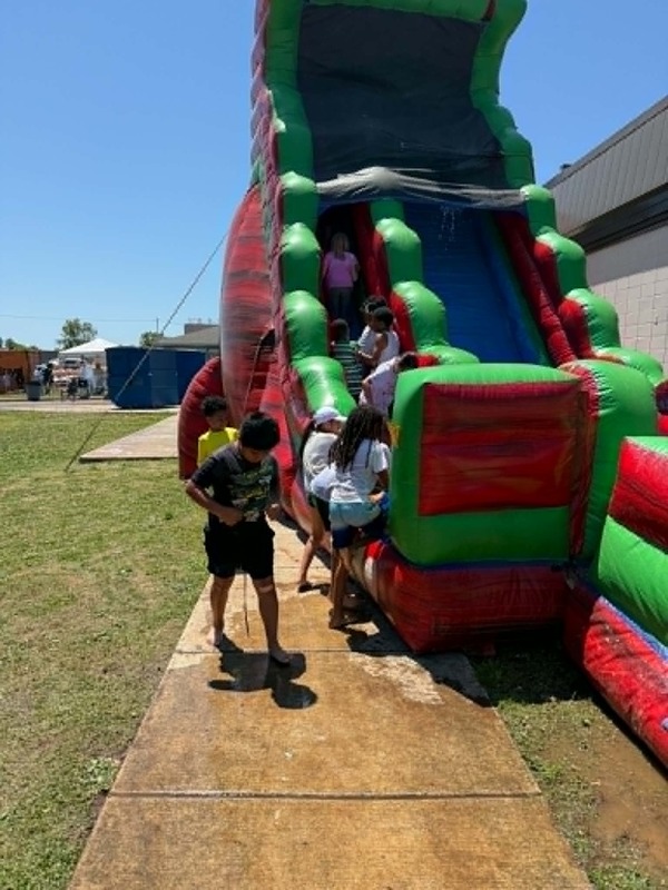 Third graders at the water slide.