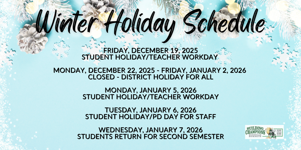 Winter Holiday Schedule graphic