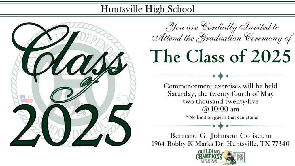 Commencement Ceremony for the Class of 2025 will be May 24, 2025 at 10:00 a.m.