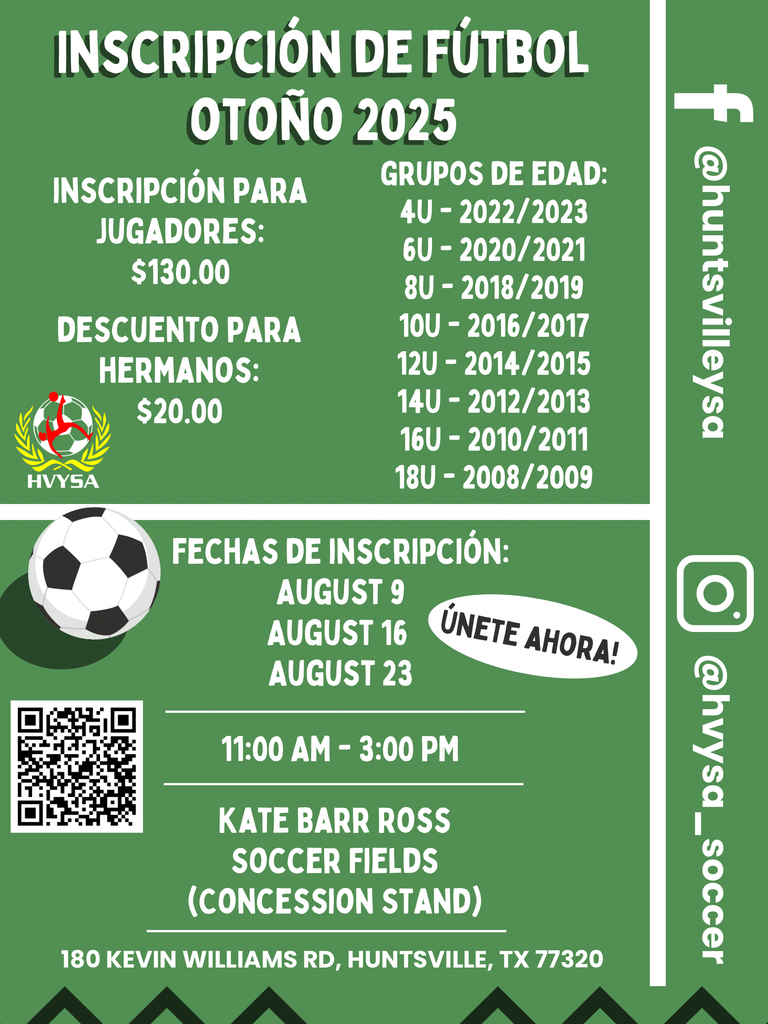 soccer fall 2025 registration spanish