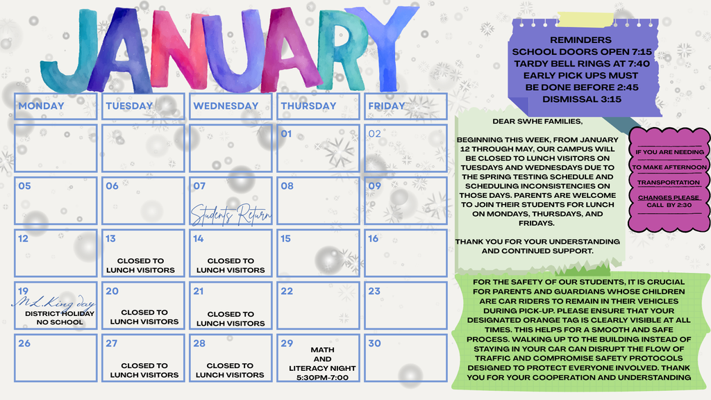 January Calendar