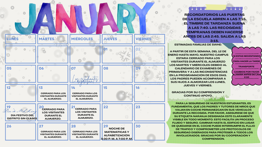 January Calendar