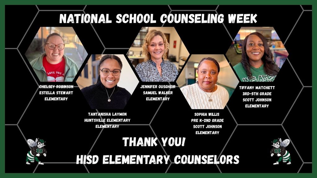 A photo collage of our five elementary counselors