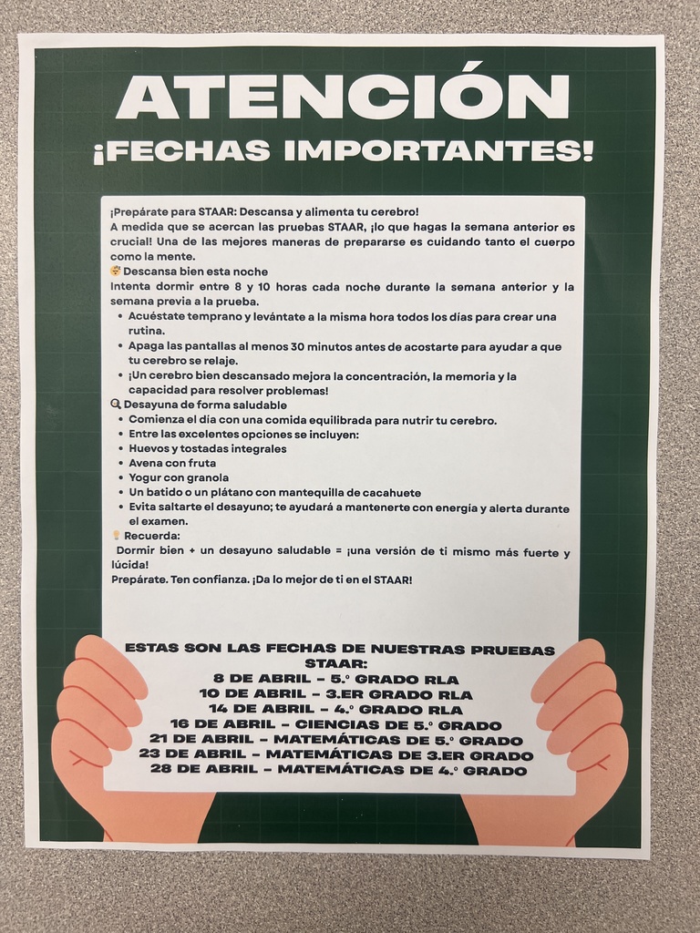 STAAR Dates Spanish