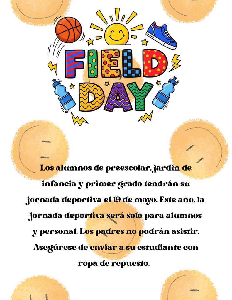 Pre-K, Kindergarten, 1st Grade Field Day Information