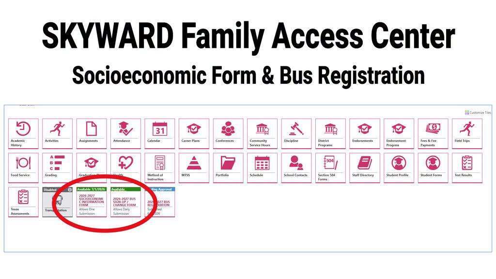 Skyward Student Registration parent portal icons graphic