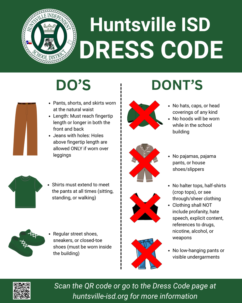 Huntsville ISD Dress Code Social Media Post