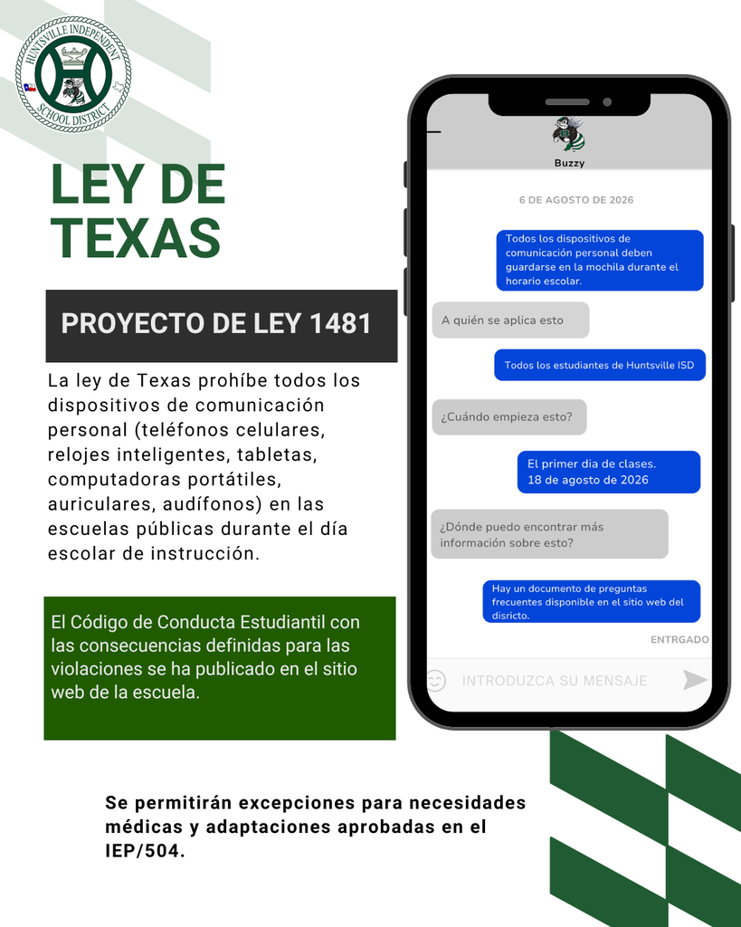 House Bill 1481 Cell Phone guidelines