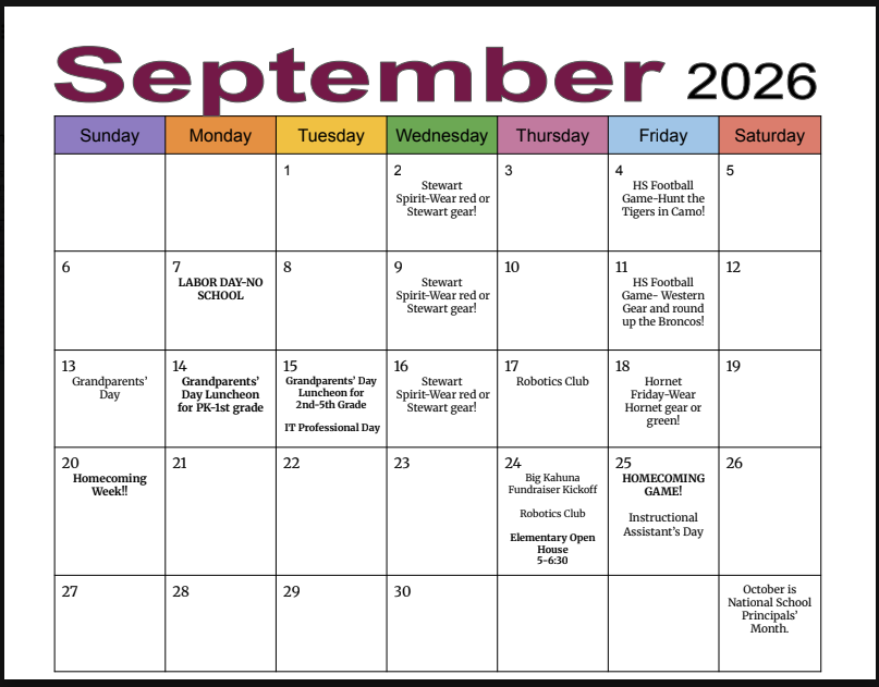 September Calendar