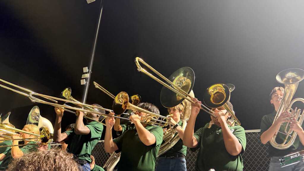 the band with the trombones