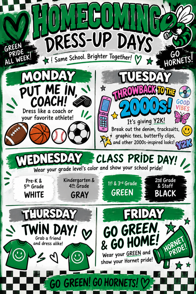 Homecoming dress-up day poster.