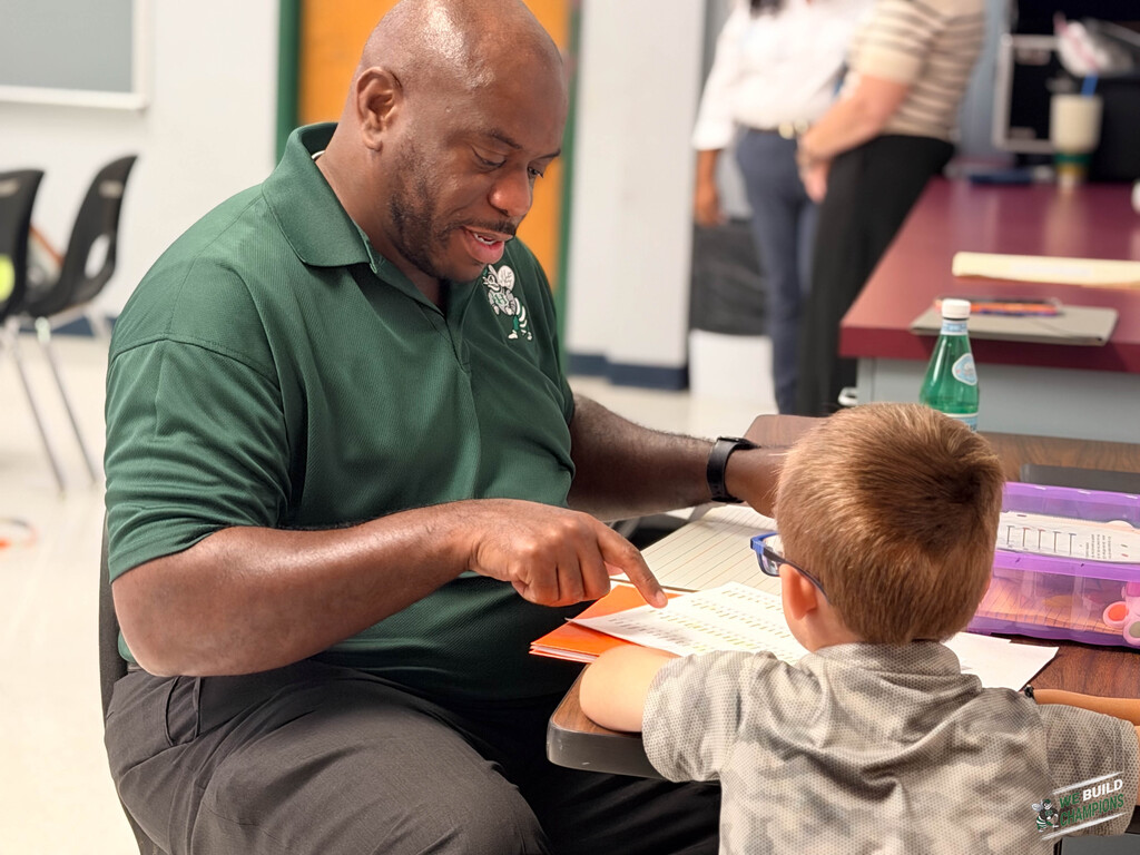 Mr Fanning working with student