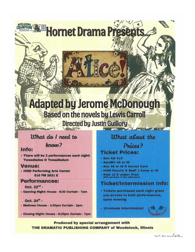 HHS Drama presents Alice flyer