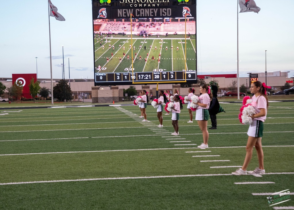 cheer team lined up half time