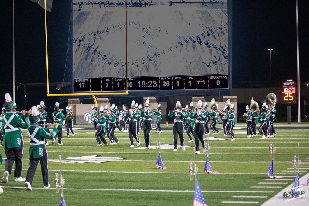 Band performing in formation