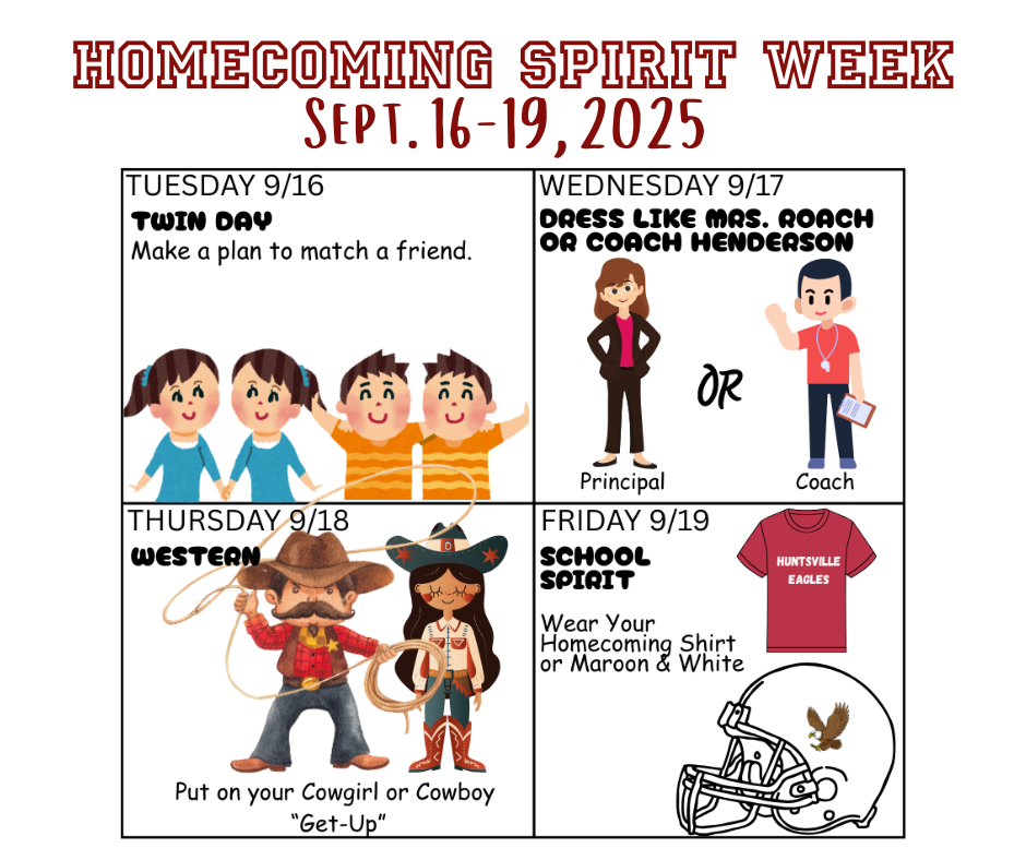 Homecoming Spirit Week 9/16-19/2025