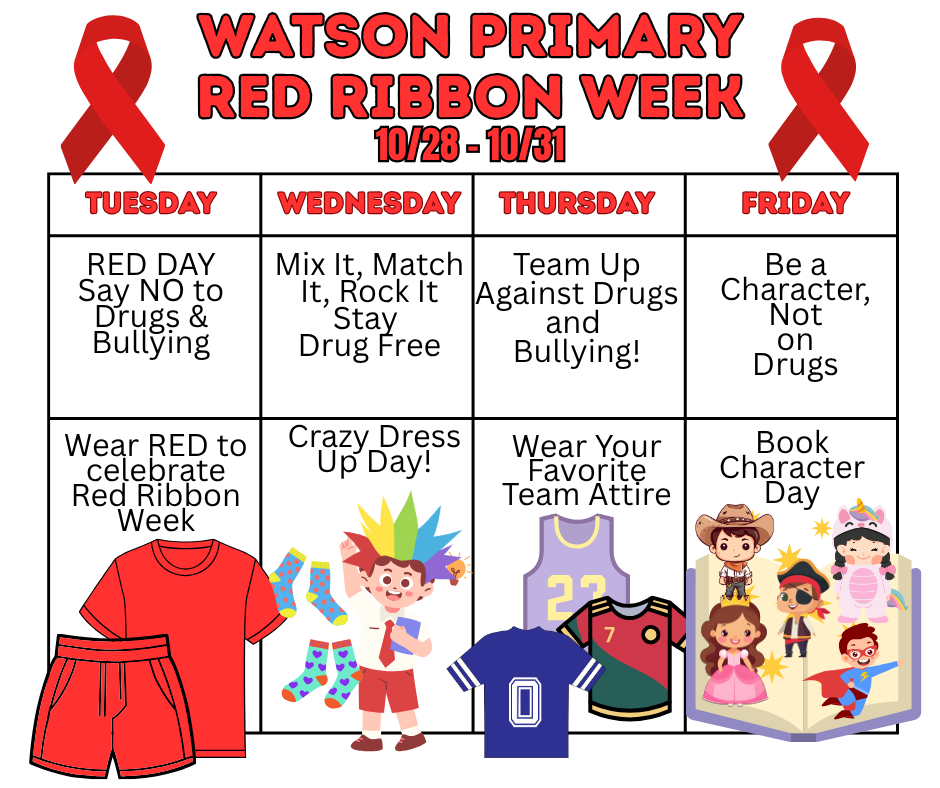 Next week is Red Ribbon Week - Here's Our Dress-Up Schedule!