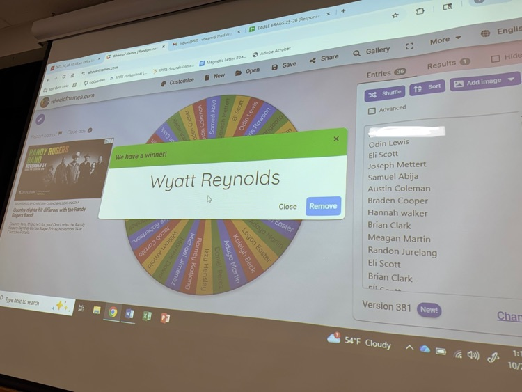 Eagle Brag Recipients