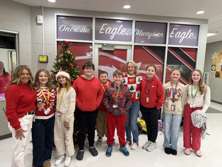 Dressed in red and white