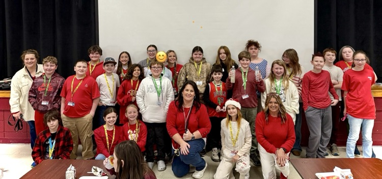 Dressed in red and white