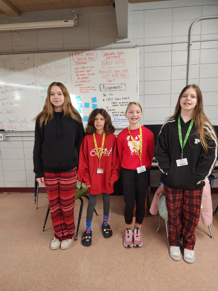 Dressed in red and white