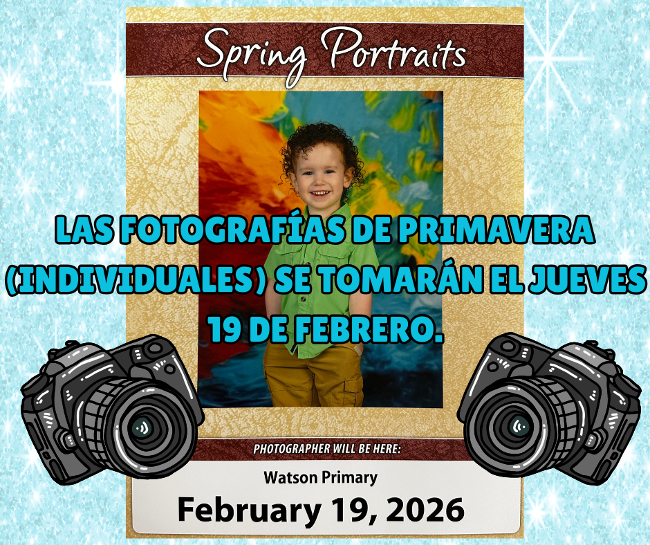 Spring Pictures - Las fotografías de primavera (individuales) se tomarán el jueves 19 de febrero.