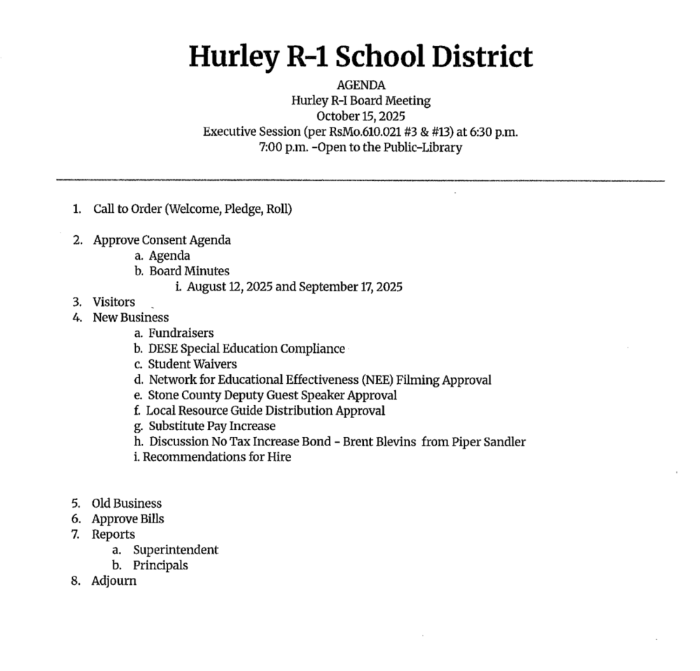 Updated Agenda