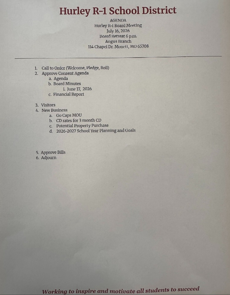 Board Meeting Agenda
