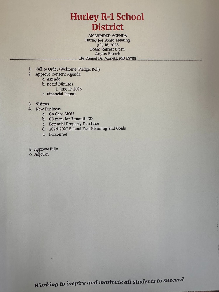 Board Meeting Agenda