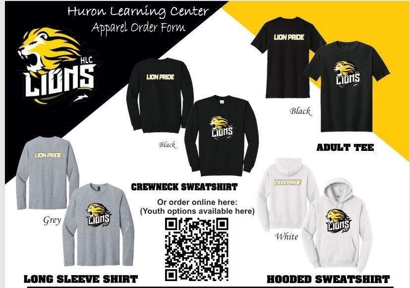 Huron Learning Center Lions apparel order form